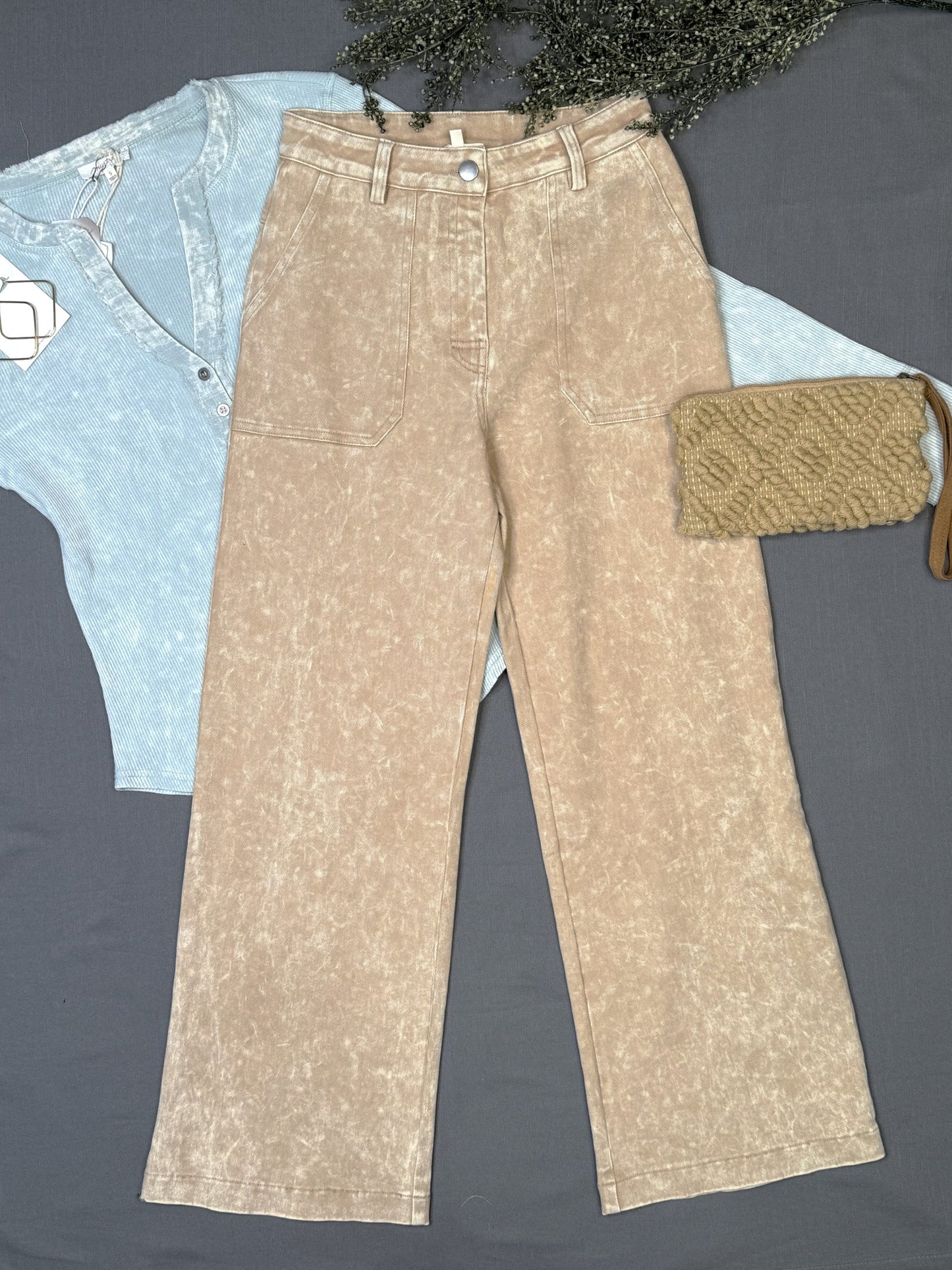 Sandy Washed Trouser in Washed Sand Mystree