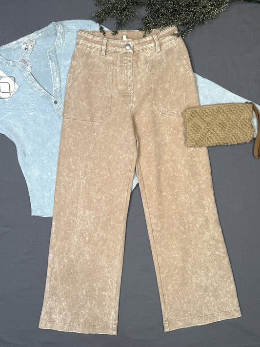 Sandy Washed Trouser in Washed Sand Mystree