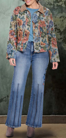 Crissy Embroidered Bootcut Jean with Pintucks