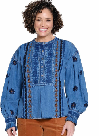 Sherri Split Neck Embroidery Top